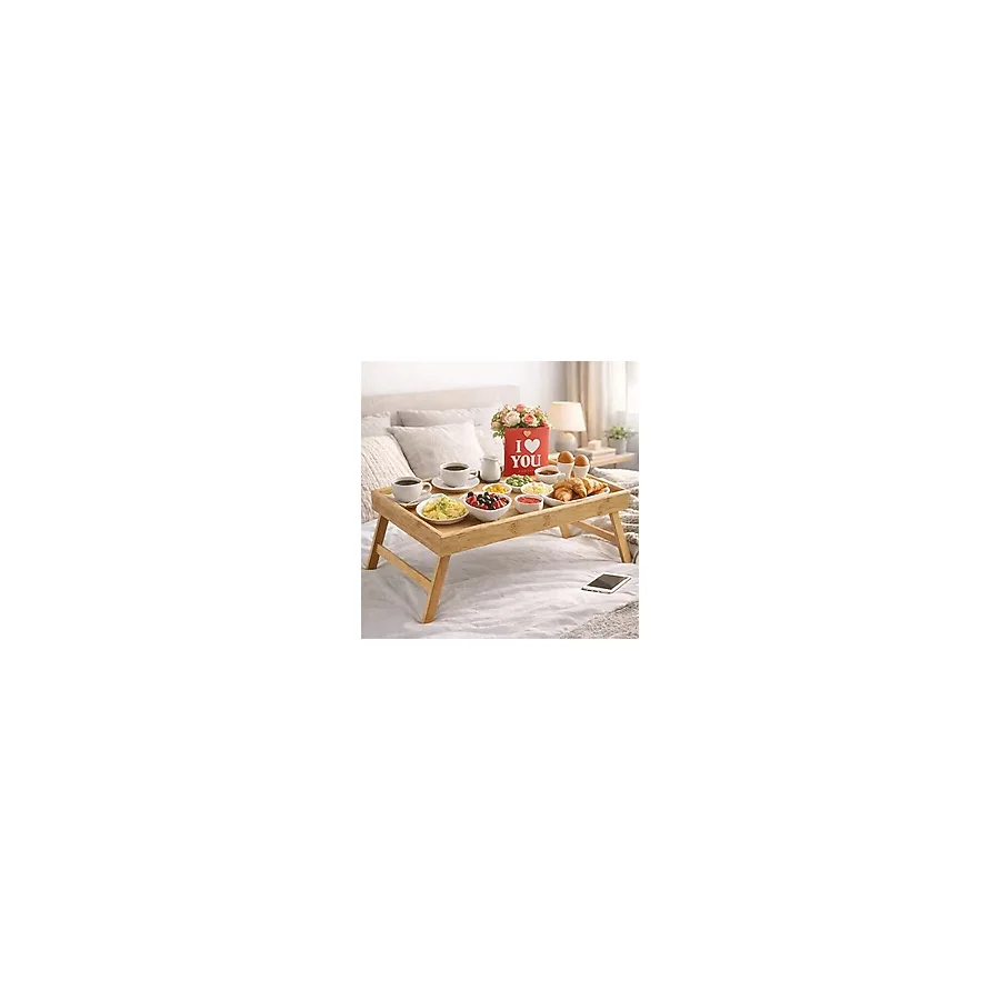 home bambu katlanır kahvaltı masası yatak üstü servis tepsisi sunum tepsisi laptop çalışma masası 50x30x19cm - 50 x 30 x 19 cm
