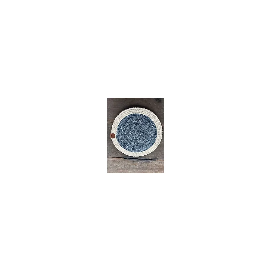 Home İnn Premium Serisi - 33 cm Tasarım Supla - El Örmesi Lüks Amerikan Servis - 33 x 33 - Beyaz - Mavi