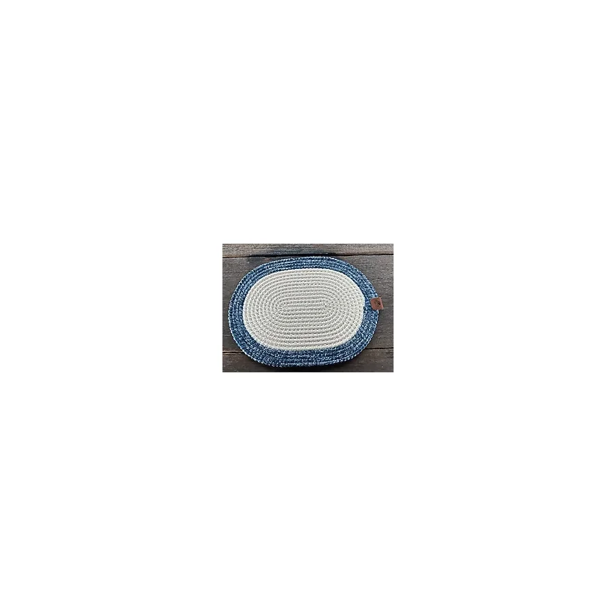 Home İnn Premium Serisi - 40X28 cm Tasarım Supla - El Örmesi Lüks Amerikan Servis - 28 x 40 cm - Mavi - Beyaz