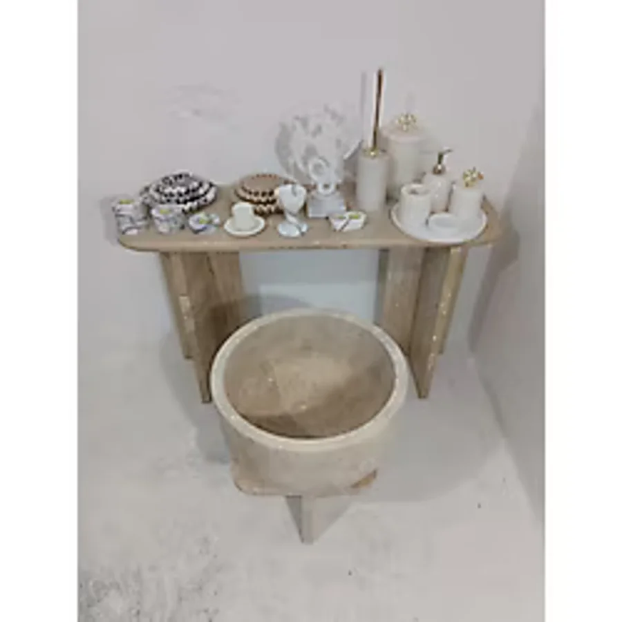 Home Mermer Kurna-çanak Model Traverten-hamam Kurnası-banyo Kurnası-ev Hediyesi-mermer Ev Aksesuarlar