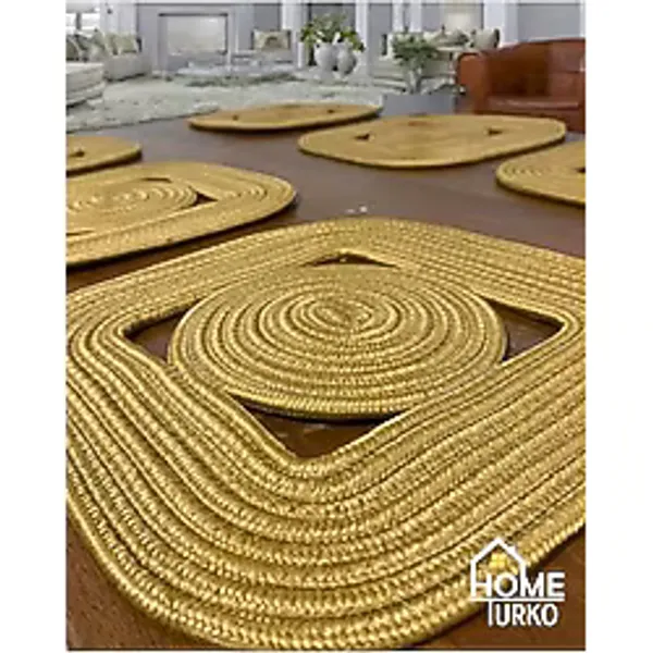Home Turko Jüt, Hasır, Dekoratif, Amerikan Servis Takımı, Çeyizlik Masa Örtüsü, Tabak Altlığı, Supla Takımı Jüt
