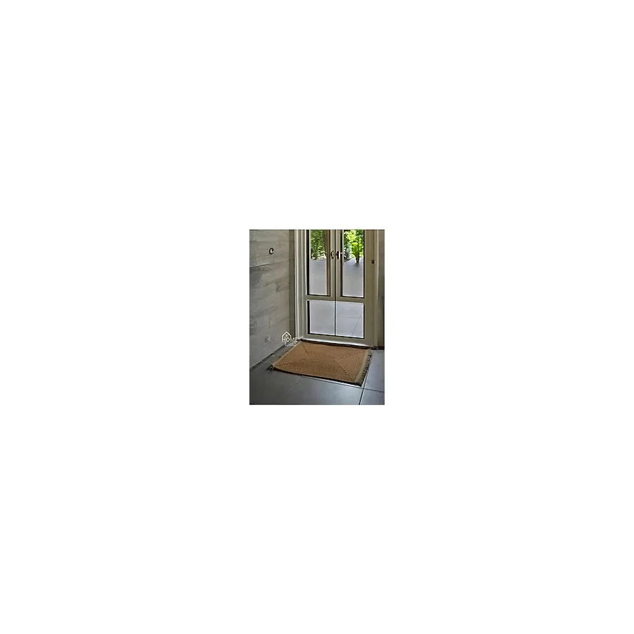 Home Turko Jüt Kare Paspas Saçaklı Paspas, Banyo Paspası, Kapı Önü Paspas, Hediyelik Ev Eşyası Hasır 50 x 80