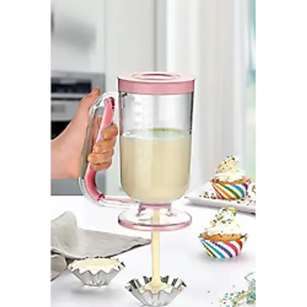 Homea Pankek Dağıtıcı Hamur Porsiyonlayıcı Şekillendirici 900 ml Dökme Aparatı Pembe