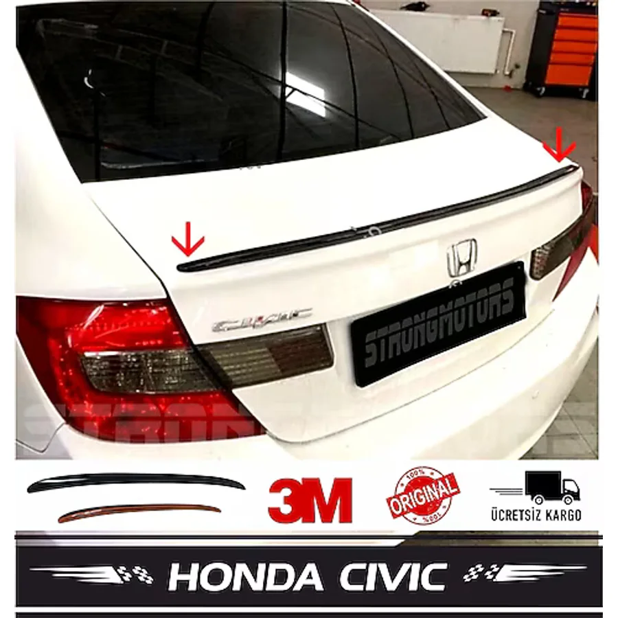 Honda Civic Fb7 Bagaj Üstü Spoiler Bagaj Çıtası Pianoblack 115 Cm