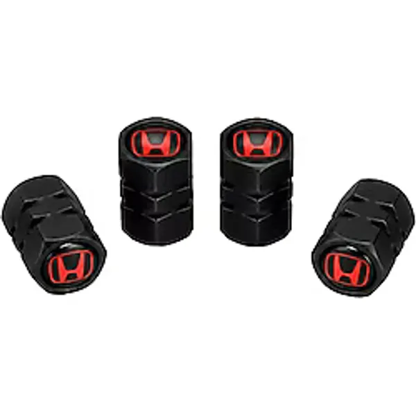 Honda Logo Baskılı Universal Sibop Kapağı Seti - Siyah & Kırmızı (4 Adet)