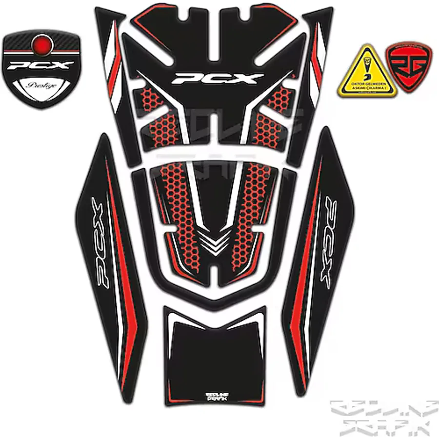 Honda Pcx 125 2021-2023 Uyumlu Tank Pad Kırmızı Siyah Redlinegrafik