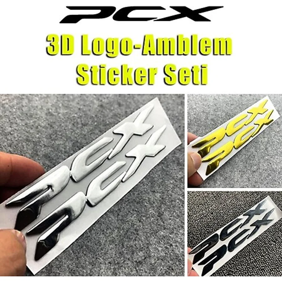 Honda Pcx Amblem Logo 3d Metal Sticker Yazı 2 Adet Set Siyah Renk