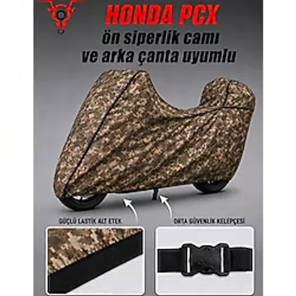 Honda Pcx Army Premium Kamuflaj Desenli Suya Ve Güneş Işınlarına Dayanıklı Motosiklet Brandası