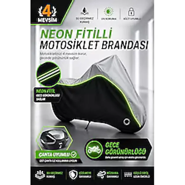 Honda Sh 125 Branda Neon Fitili Motosiklet Brandası Gri-siyah-yeşil