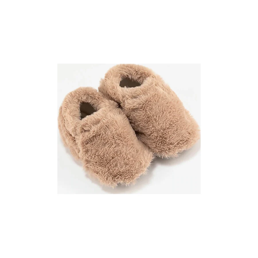 Hopfrög Furry Furry Bej Kürk Barefoot Bebek Patik