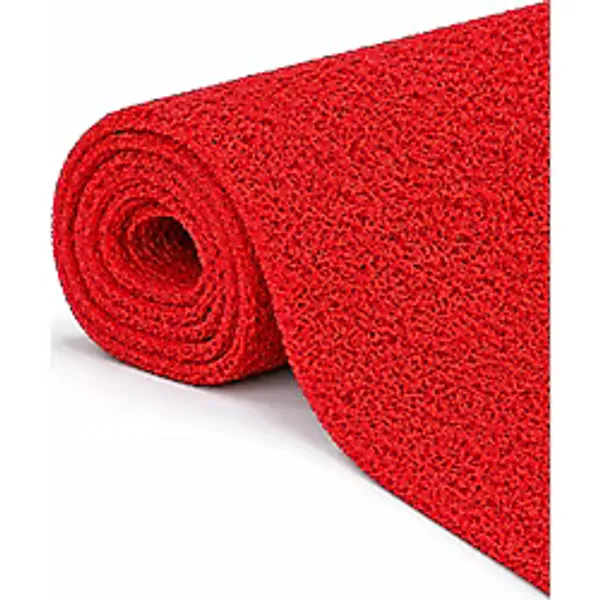 Hortum Tech Hortumtech Kıvırcık Paspas Kaymaz Taban Pvc Halı Yolluk Kapı Önü 12 mm Eko 2,6 Kg/m2 - Kırmızı 100X50 cm - 100 x 50 cm