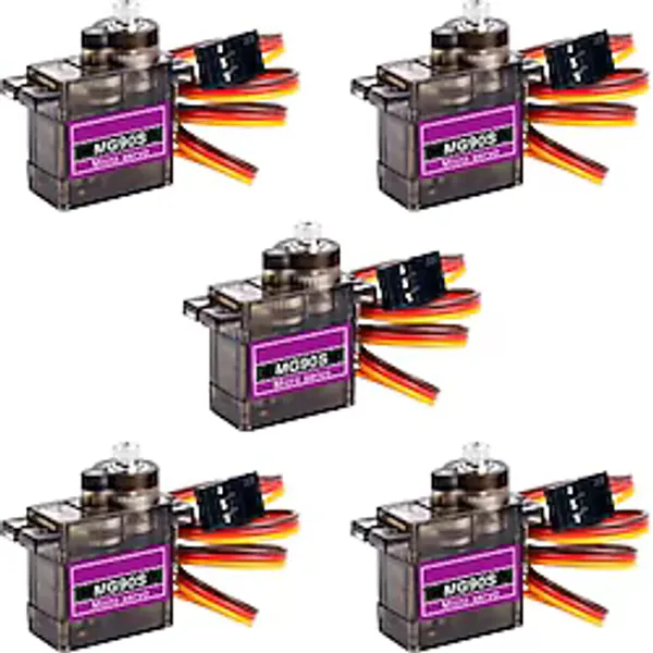 Hosyond 5 Paket Mikro Servo MG90S 9G Metal Dişli Mini Servo Motor RC Robot Helikopter Uçak Tekne Uzaktan Kumandalı Oyuncaklar, Arduino Projesi Araba ile Uyumlu