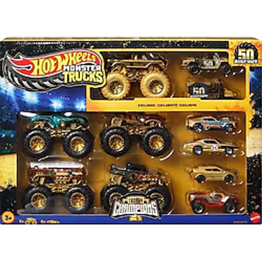 Hot Wheels Monster Trucks Bigfoot Trophy Şampiyonları Araba ve Kamyon Çoklu Arabalar JDW07