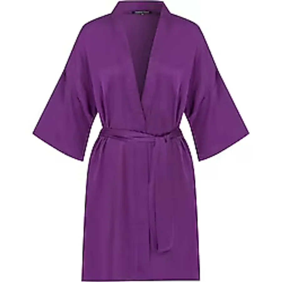 House of Silk İpeksi Saten Sabahlık Gece Moru Kadın Sabahlık, Mor, L
