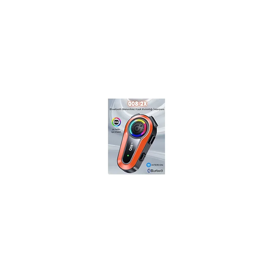 Howear Q08-2X Rgb Işık Efektli Intercom Bluetooth Motosiklet Kask Kulaklığı Intercom Kulaklık - Siyah