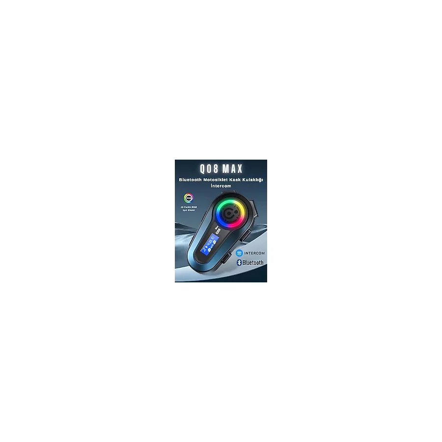 Howear Q08 Max Rgb Işık Efektli Intercom Bluetooth Motosiklet Kask Kulaklığı Intercom Kulaklık - Siyah