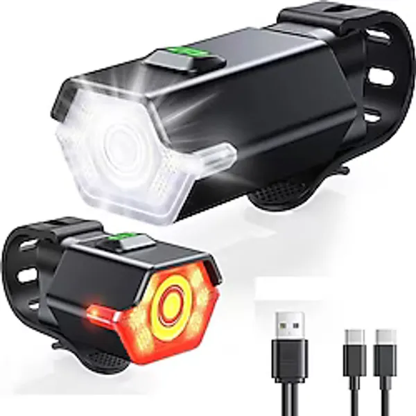 Ht-27 Şarjlı Bisiklet Işığı Ön Arka Flaşlı Usb 4 Mod Stop Lambası Aydınlatma Işık Seti Ip65 Su Geçirmez Lamba Motosiklet Yan Işık