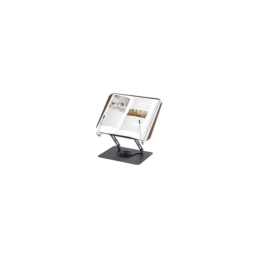 HT-907 Metal Ahşap Kitap Okuma Standı 360 Dönebilen Katlanabilir Masaüstü Rahle Laptop Standı Tablet