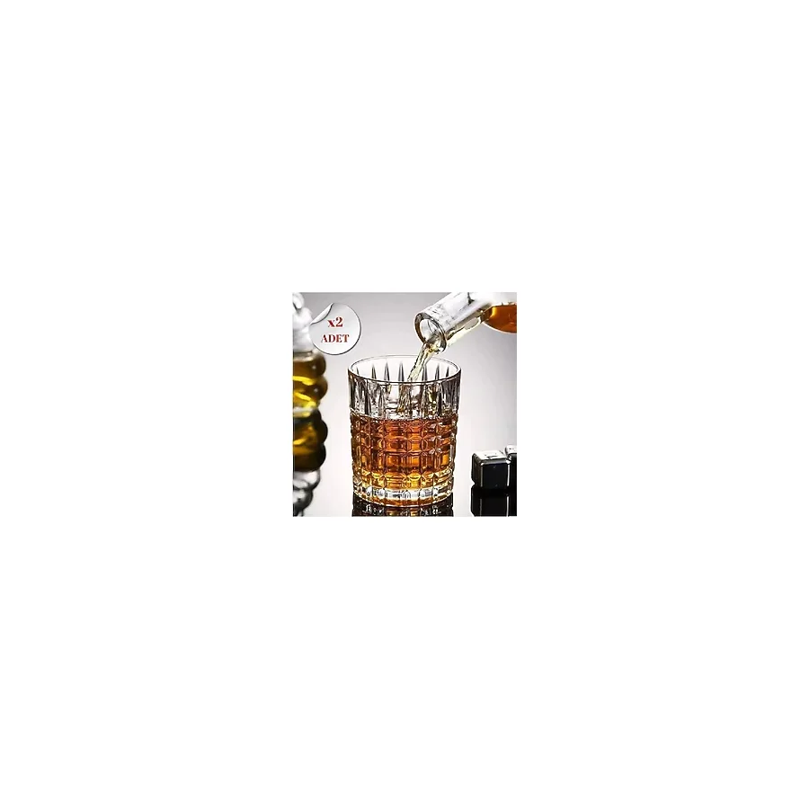 Hubby Chef Viski Kokteyl Bardağı Kadehi 360 Dönen Cam Bardak 2li Set 300ML - Şeffaf - 301 ml