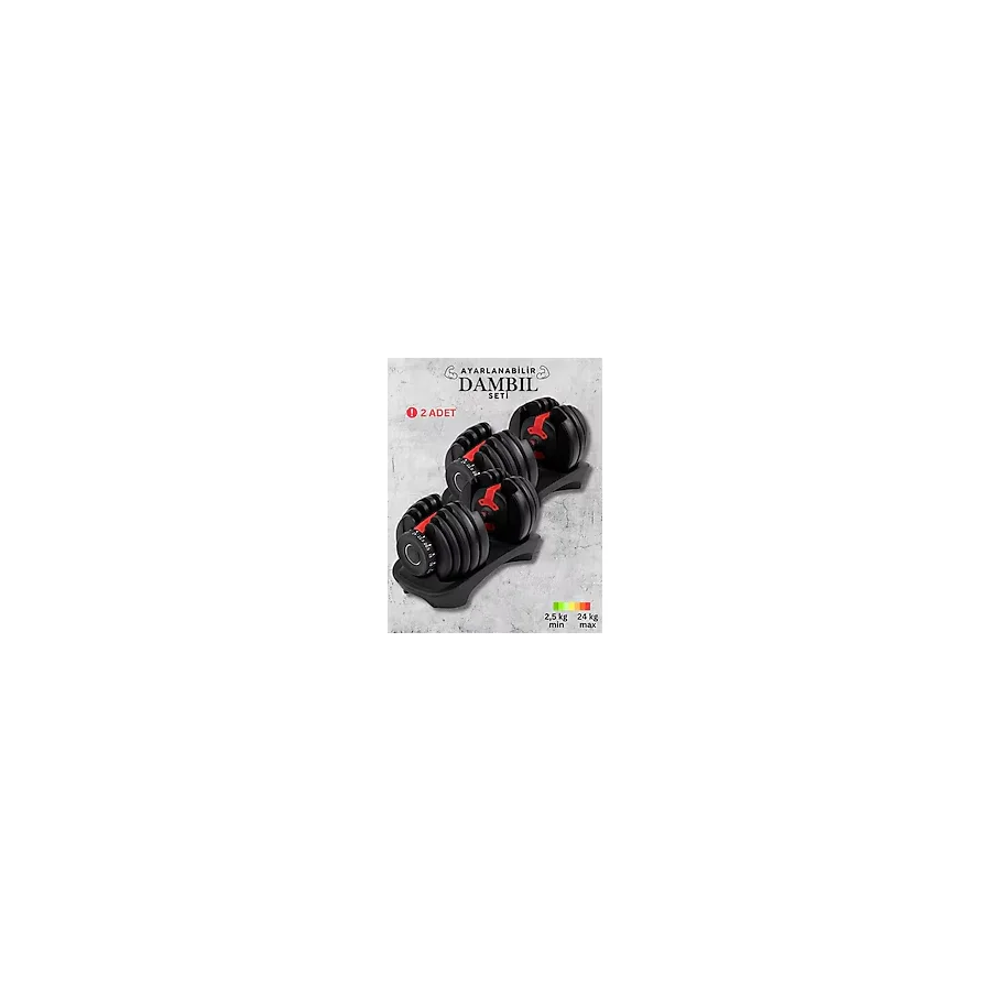 Hubstein Ayarlanabilir Dambıl Seti 2 Adet - 24 kg Döküm Malzeme ile Dayanıklı ve Ergonomik