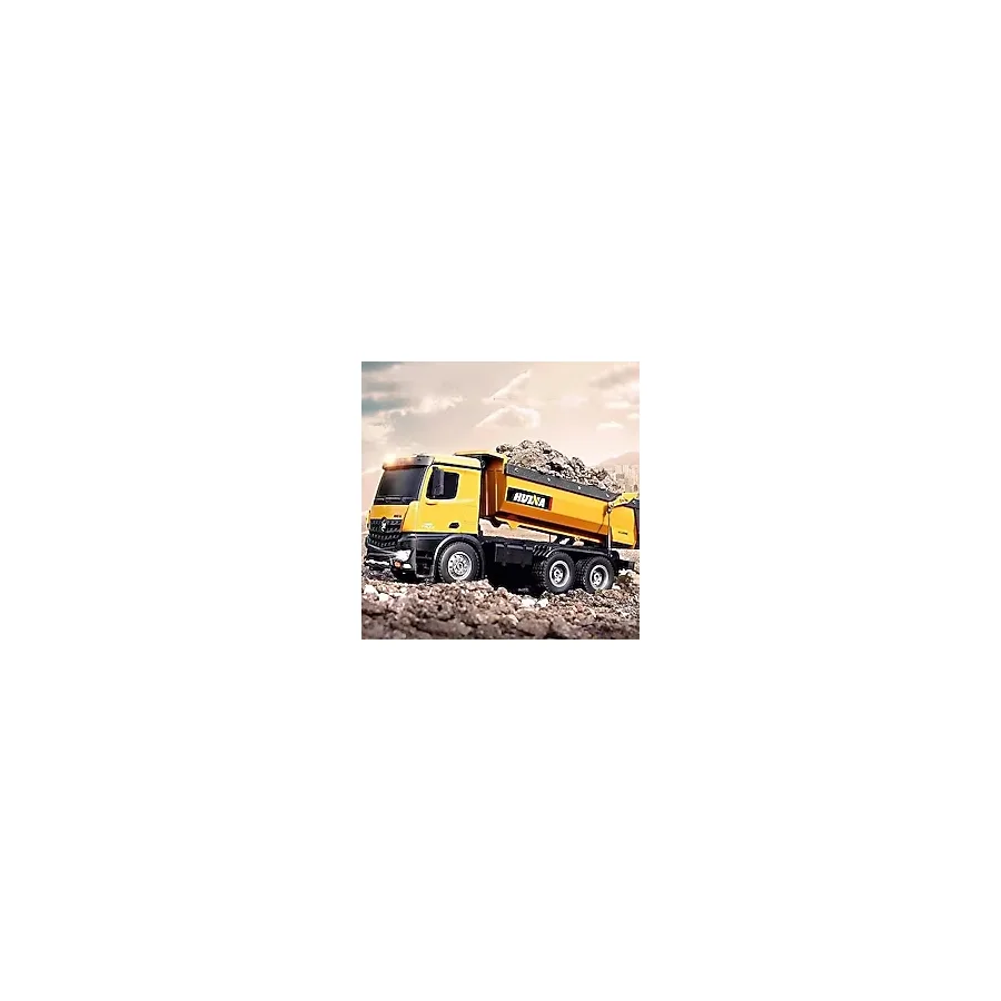 Huina 1582 1/14 10 2.4G Full Fonksiyon Sesli Kanal Full Metal RC Model Uzaktan Kumandalı Oyuncak Damperli Kamyon İş Makinesi