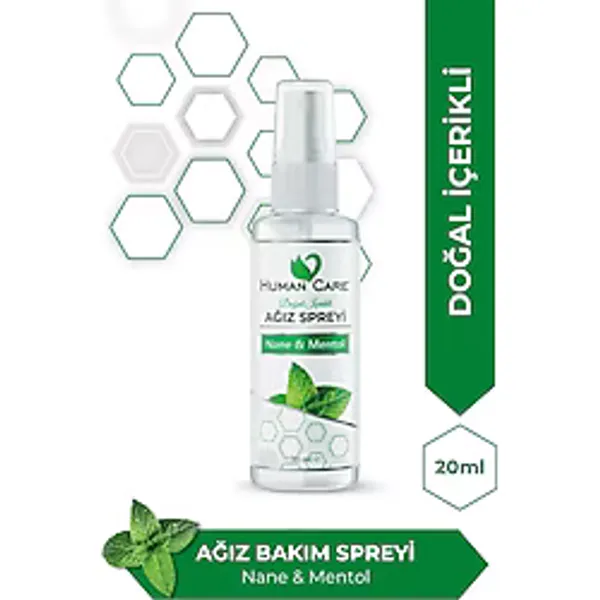 Human Care Ağız Spreyi - Nane & Mentol - Doğal Içerikli Alkolsüz Ağız Kokusu Giderici Önleyici