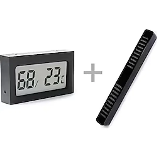 Humidor Puro Kutusu Nemlendirici Haznesi ve Dijital Nem Ölçer Termometre Seti, Siyah, 160X17MM - Genel