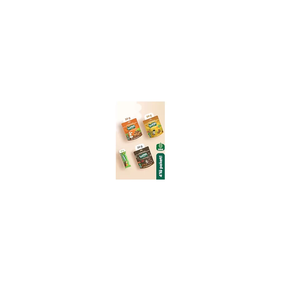 Humm Organic Organik Vegan Yulaf Bar & Glutensiz Kek Atıştırmalık Paketi - 4 adet (4 çeşit)