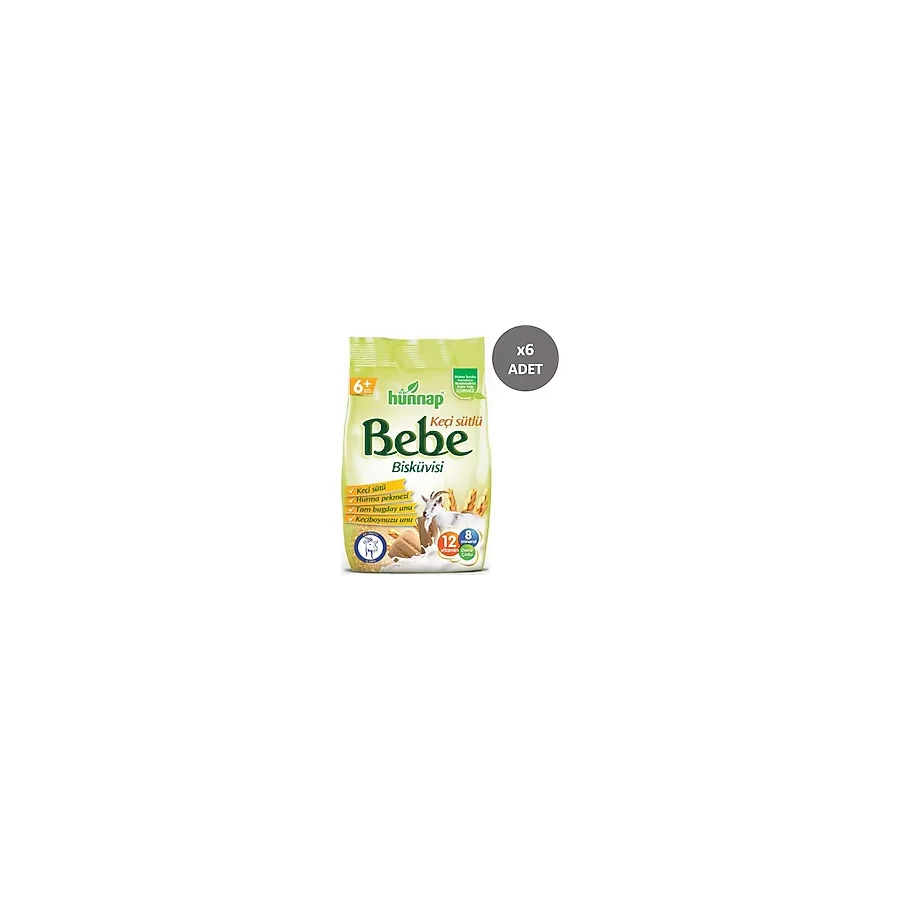 Hünnap Keçi Sütlü Bebe Bisküvisi 200 gr 6 Adet