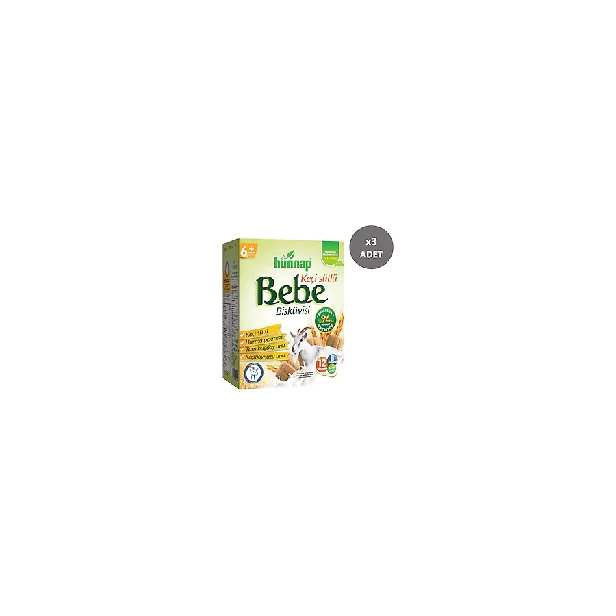 Hünnap Keçi Sütlü Bebe Bisküvisi 400 gr 3 Adet