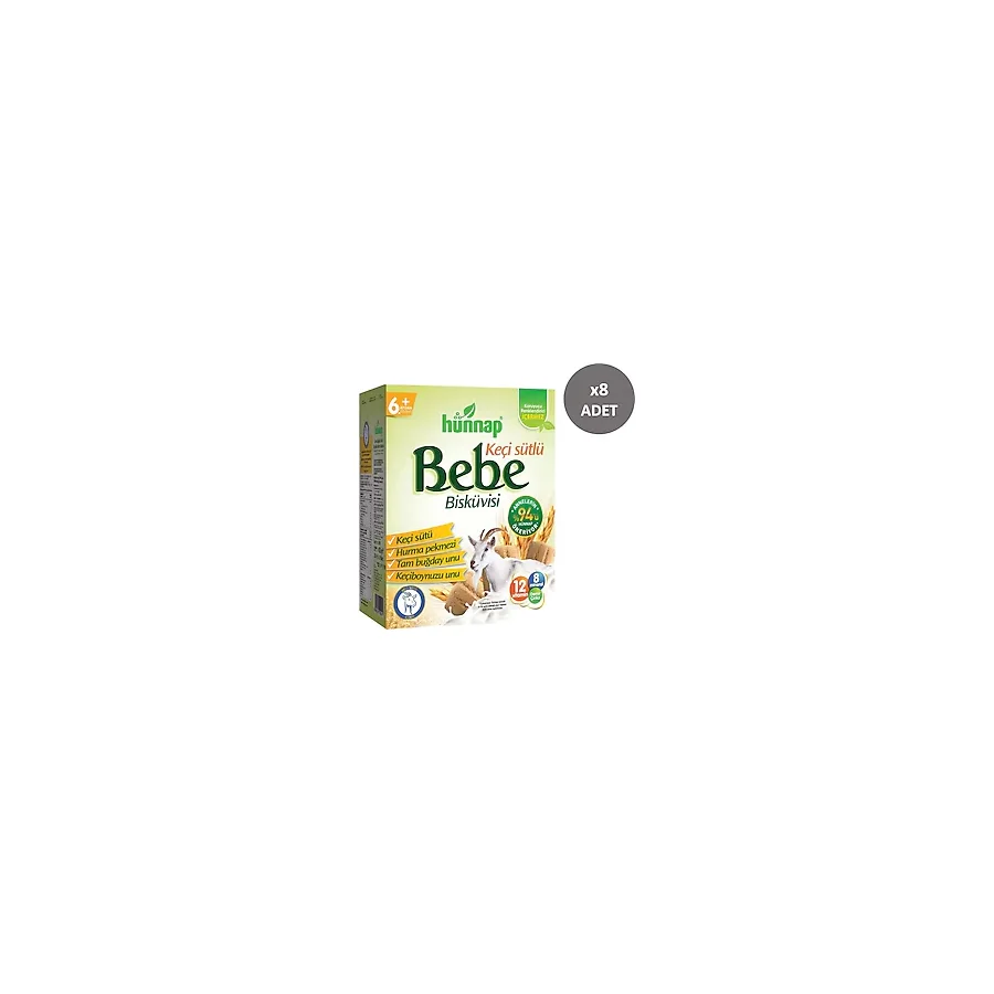 Hünnap Keçi Sütlü Bebe Bisküvisi 400 gr 8 Adet