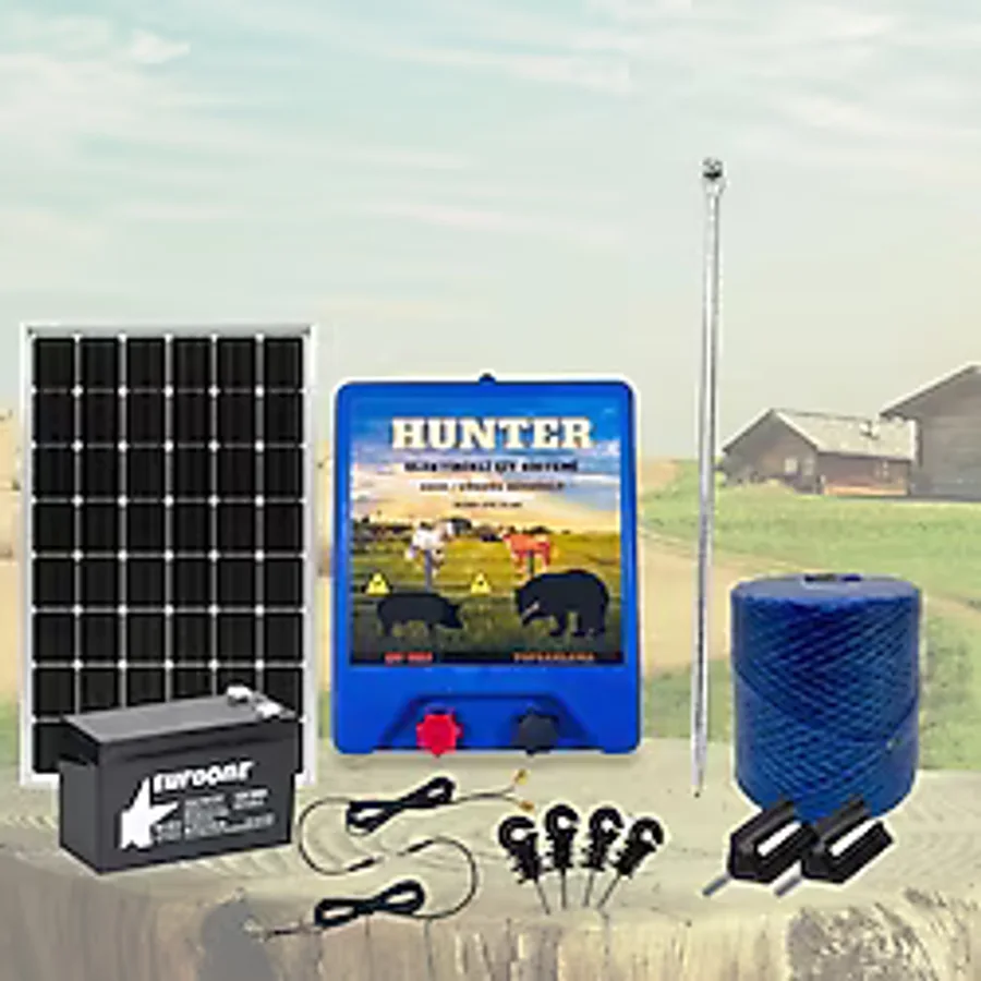 Hunter Ekonomik 500Mt Domuz - Ayı Kovucu Elektrikli Çit Sistemi Güneş Panelli Akülü