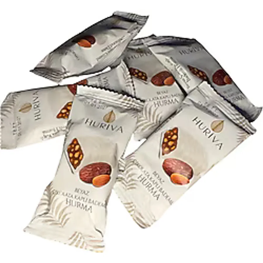 Huriva Beyaz Çikolatalı Bademli Hurma Barı 500 G