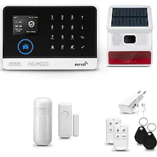 Huxgo Hxa003 Alarm Sistemi Ev Wifi + Gsm 4G Sirenli Güneş Enerjisi Hareket Sensörlü Alarm Sistemi, Pencere Alarmı/Kapı Alarmı Ev Alarm Sistem