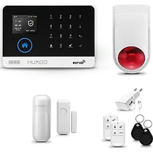 Huxgo Hxa003 Alarm Sistemi Ev Wifi + Sirenli Gsm Hareket Sensörlü Alarm Sistemi, Pencere Alarmı/Kapı Alarmı Alarm Sistemi Uzaktan Kumandası