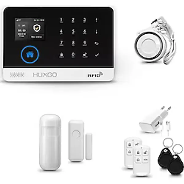 Huxgo Hxa003 Alarm Sistemi Ev Wifi + Sirenli Gsm Hareket Sensörlü Alarm Sistemi, Pencere Alarmı/Kapı Alarmı Karavan Alarm Sistemi Uzaktan Kuman