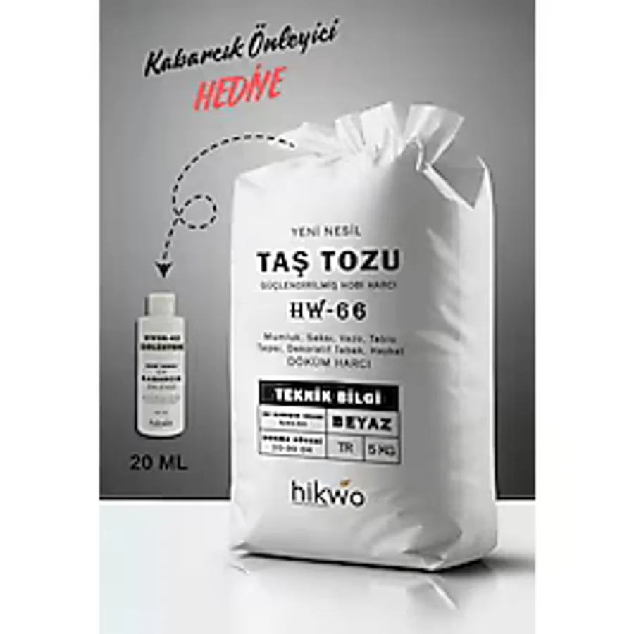 Hw-66 Taş Tozu - Saksı Döküm Harcı - Heykel Alçısı - Hızlı Donan Taş Tozu - Hobi Harcı 5 kg - 1 Adet