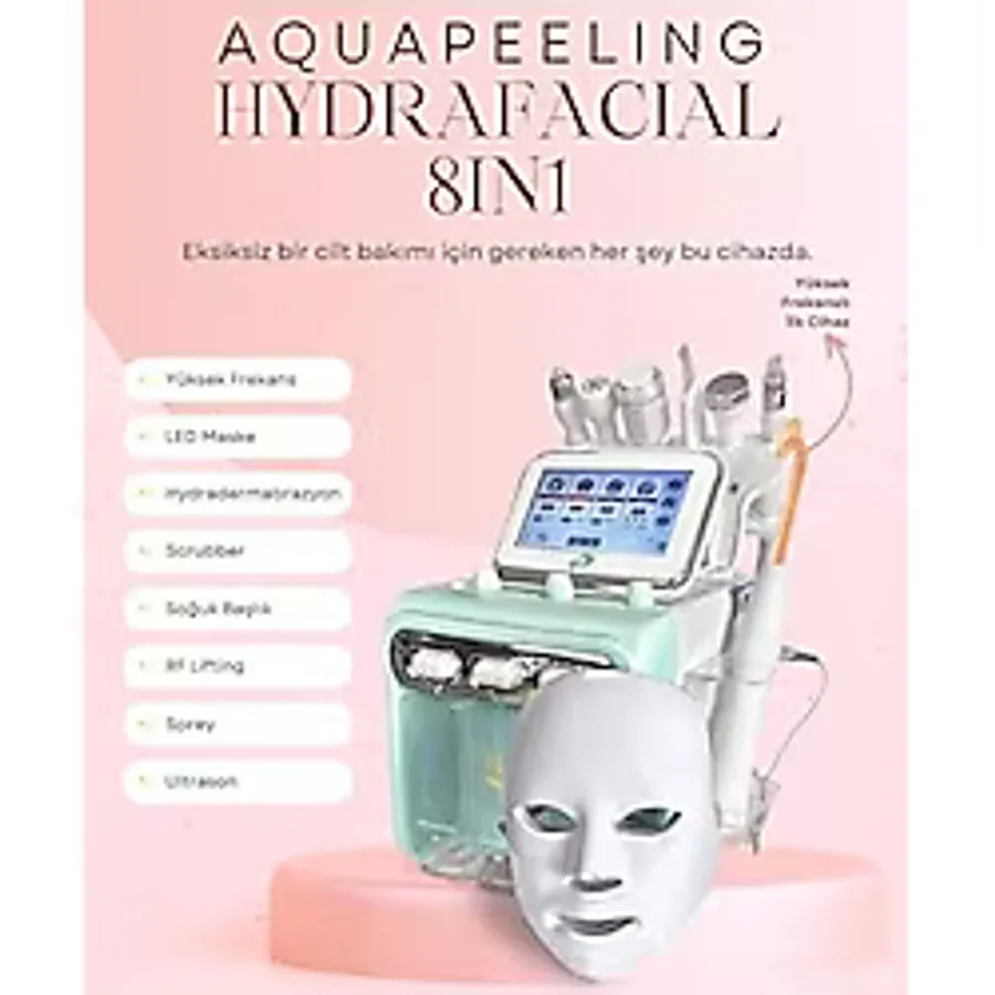 hydrafacial Led Maskeli & Yüksek Frekanslı Hydrafacial 8in1