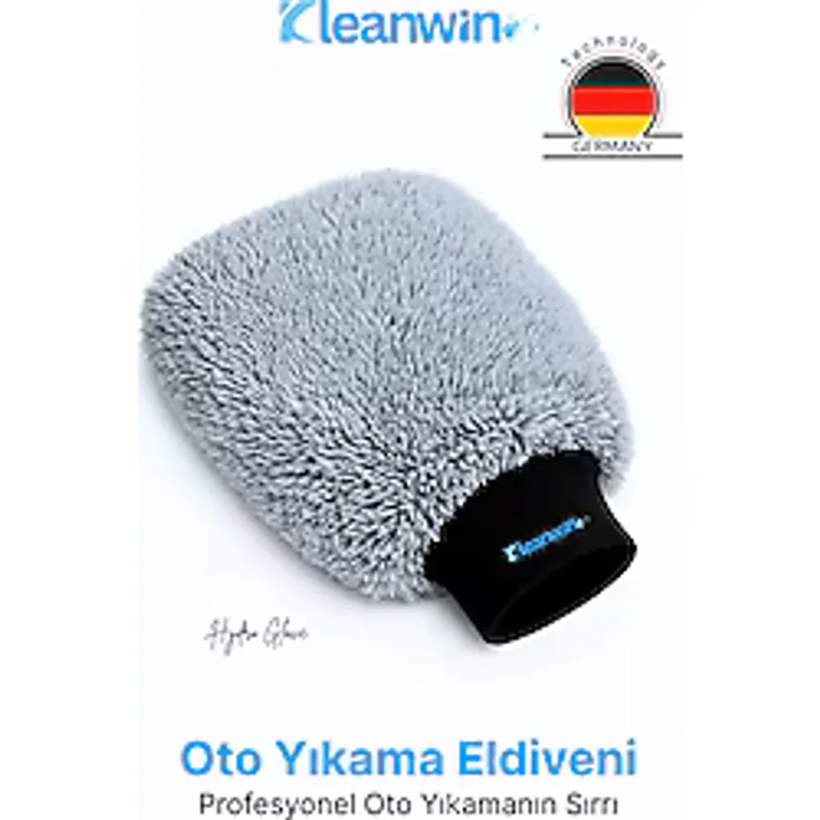 Hydroglove Mikrofiber Oto Yıkama Eldiveni Sünger Dolgulu Araç Temizlik ve Araba Cila Eldiveni - Gri