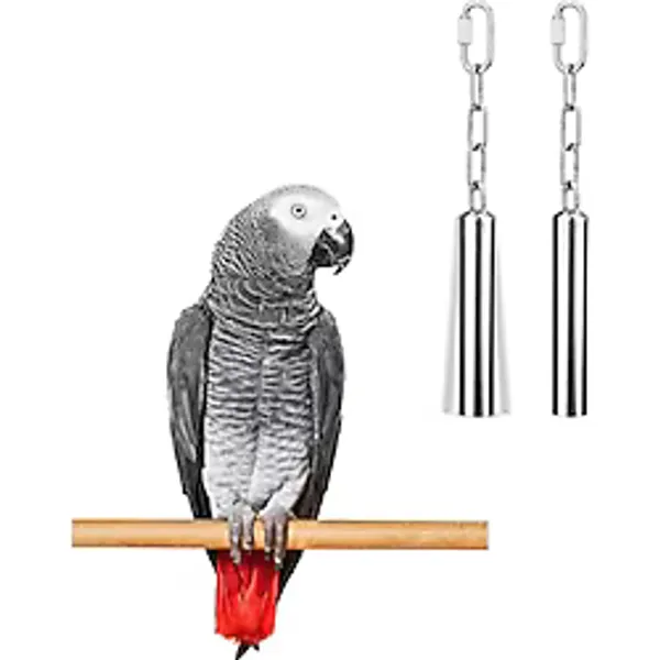 Hypeety Paslanmaz Çelik Çan Kuş Oyuncakları Papağan, Macaw, Afrika Grisi, Küçük Kakadu, Muhabbet Kuşu, Papağan için Çiğneme Oyuncağı Ağır İş Kuş Kafesi Standı Oyuncaklar (2 ADET-L)