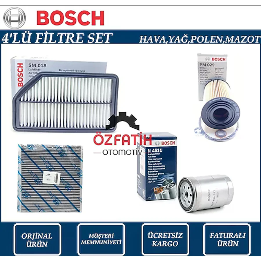 Hyundai Accent Blue 1.6 CRDI Bosch Filtre Bakım Seti 2011-2019