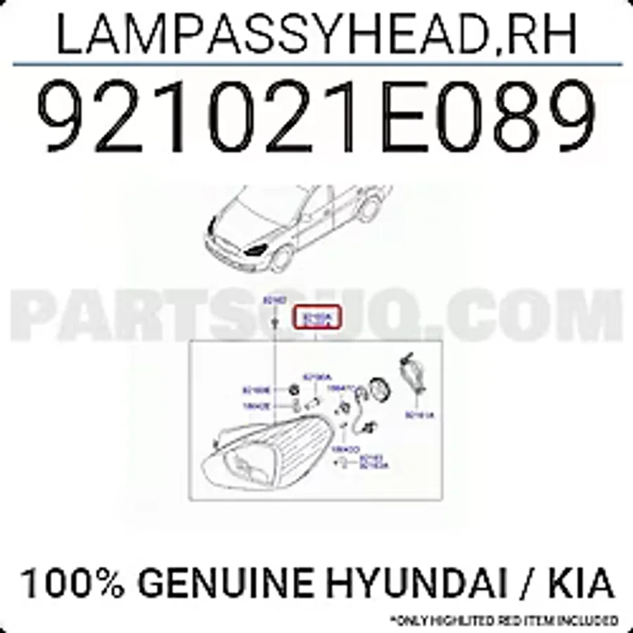 Hyundai Accent Ön Far Elektrikli Beyaz Sinyalli Sağ 2006 (Oem No: 921021E089)