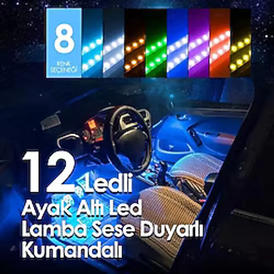 Hyundaı I20 Fl 1.4 Mpı Style Desıgn Ov Multımedya Araca Uygun Kumandalı Müziğe Duyarlı 12 LED Ayak Altı LED - 7 Renk Rgb - Çok Renkli