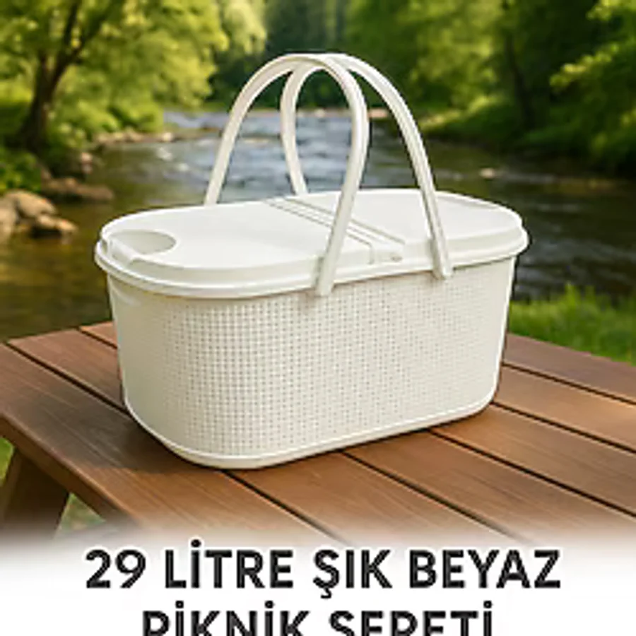 İ&A HOME BEYAZ PİKNİK SEPETİ 30LT.