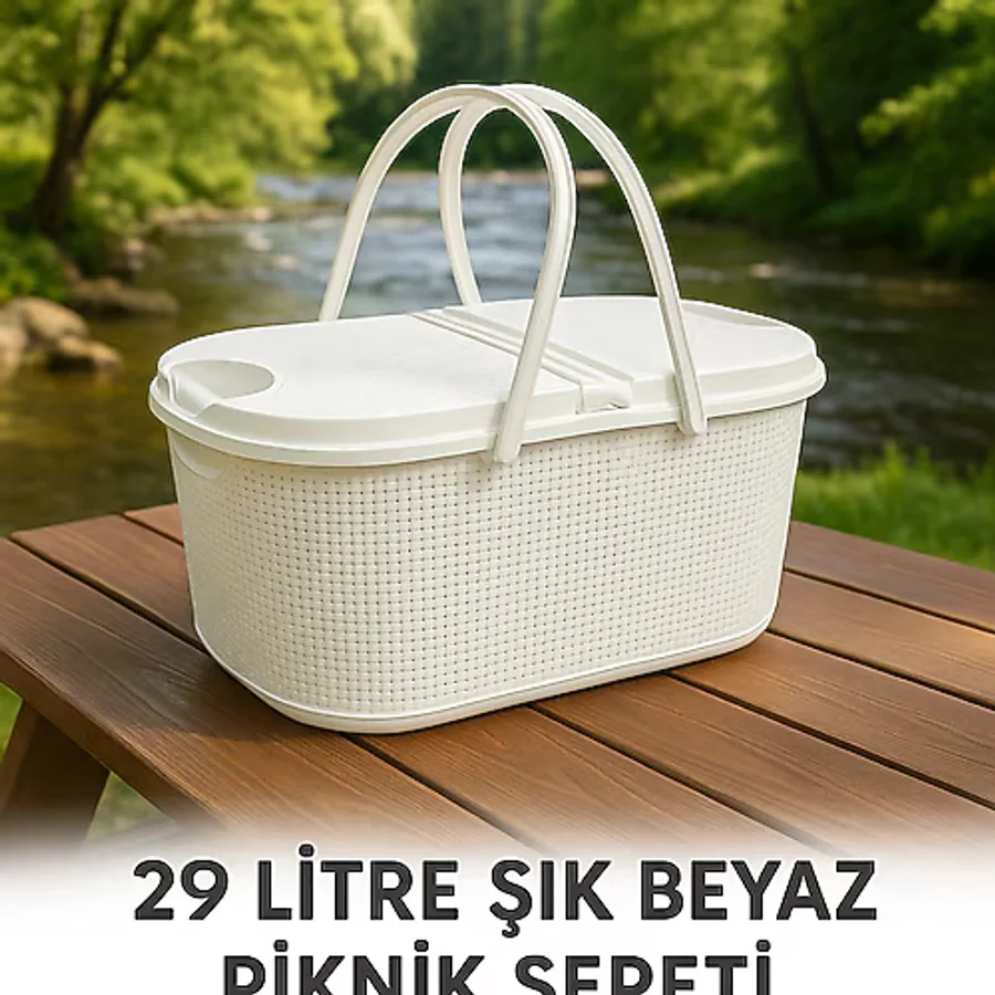 İ&A HOME BEYAZ PİKNİK SEPETİ 30LT.