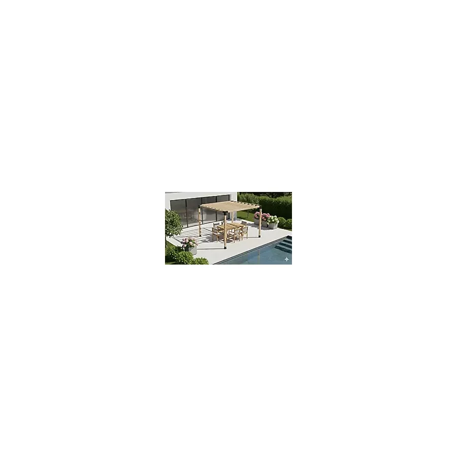 İ-Ahşap Iahşap Pergola Braket Seti 4 Ana Direkli - Izgaralı Pergola Seti Ebat-2.4 X 2.4 Metre (yükseklik 250 Cm) Çok Renkli