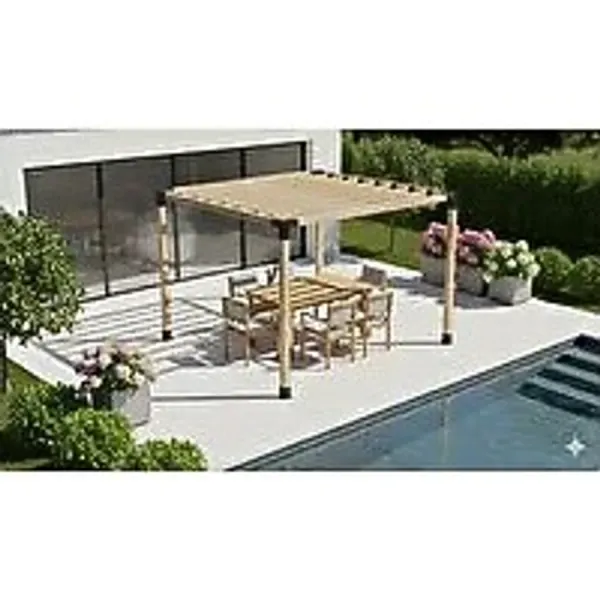 İ-Ahşap Iahşap Pergola Braket Seti 4 Ana Direkli - Izgaralı Pergola Seti Ebat-3 X 3 Metre (yükseklik 250 Cm) Çok Renkli