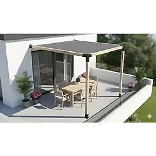 İ-Ahşap Iahşap Sundurma Pergola Braket Seti 2 Ana Direkli Gölgelikli Pergola Ebat-2.4 X 2.4 Metre (yükseklik 250 Cm) Kahverengi