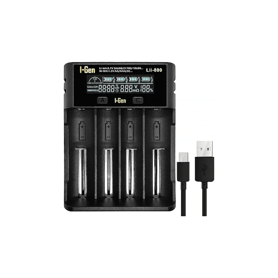 I-Gen LII-800 4'lü Akıllı Li-Ion ve Ni-Mh Pil Şarj Aleti