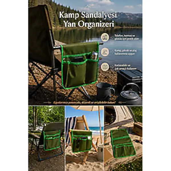 i lin baby Kamp Sandalyesi Yan Organizeri Çok Amaçlı Cepli Düzenleyici Çanta Telefon Termos Gözlük Tutucu Piknik Plaj Doğa Outdoor